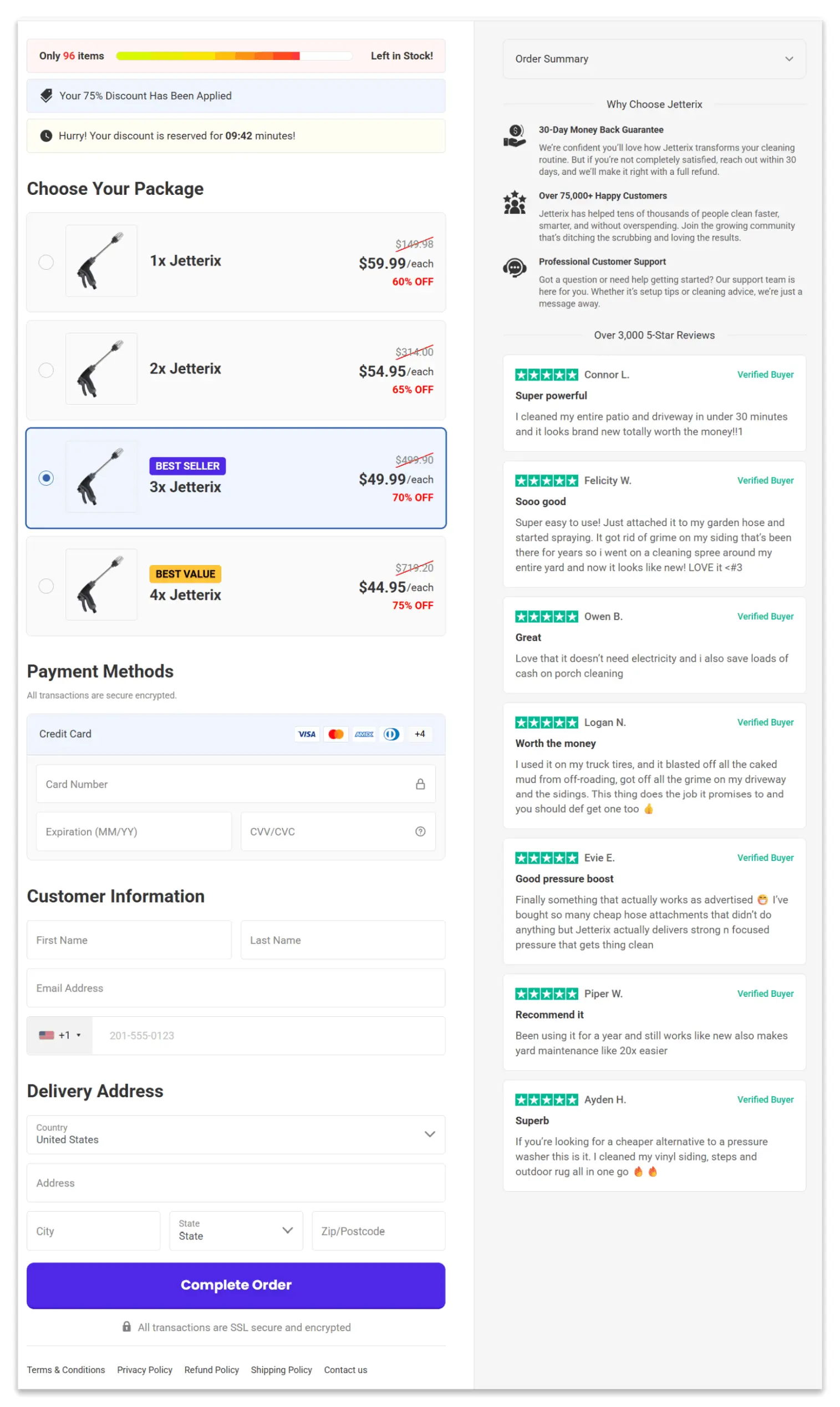 Jetterix Pressure Nozzle Secure Checkout Page